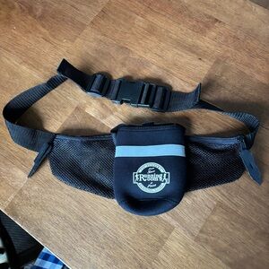 Running Room Black Waist Pack - drink holder plus mesh compartments OSFA
